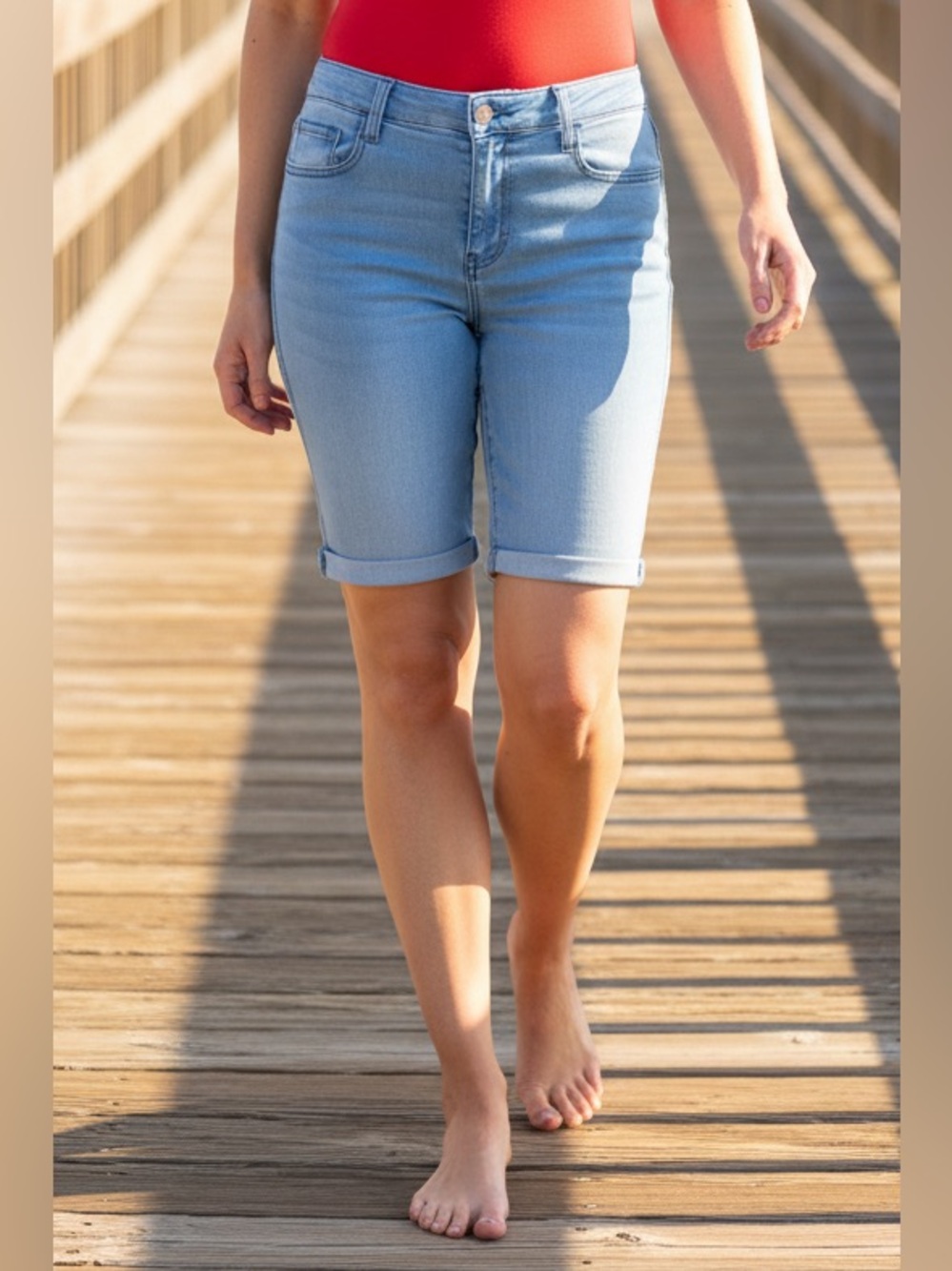 LuLaRoe Bermuda Denim Shorts • Light Blue Wash